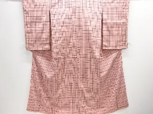 大正ロマン　格子織り出しお召着物